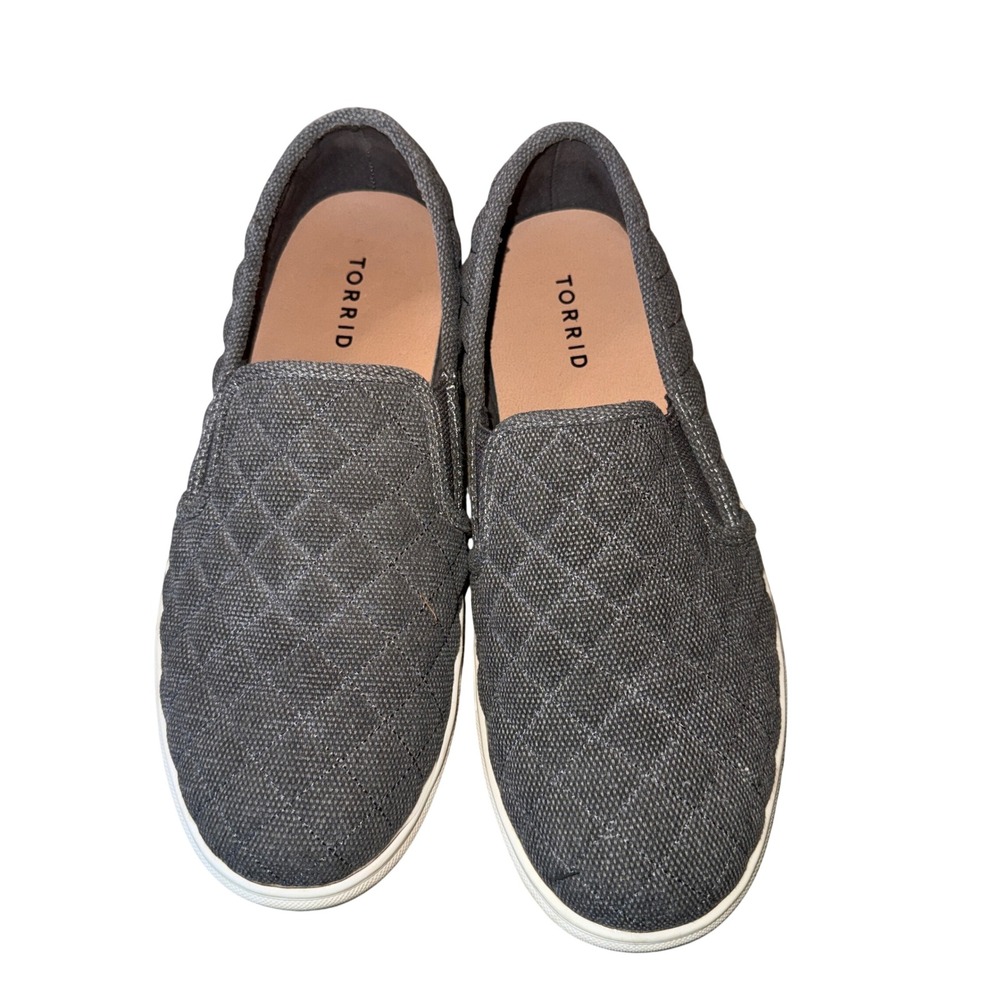 Torrid Slip On Sneakers 8WW Gray Quilted Fabric Low Top Flats